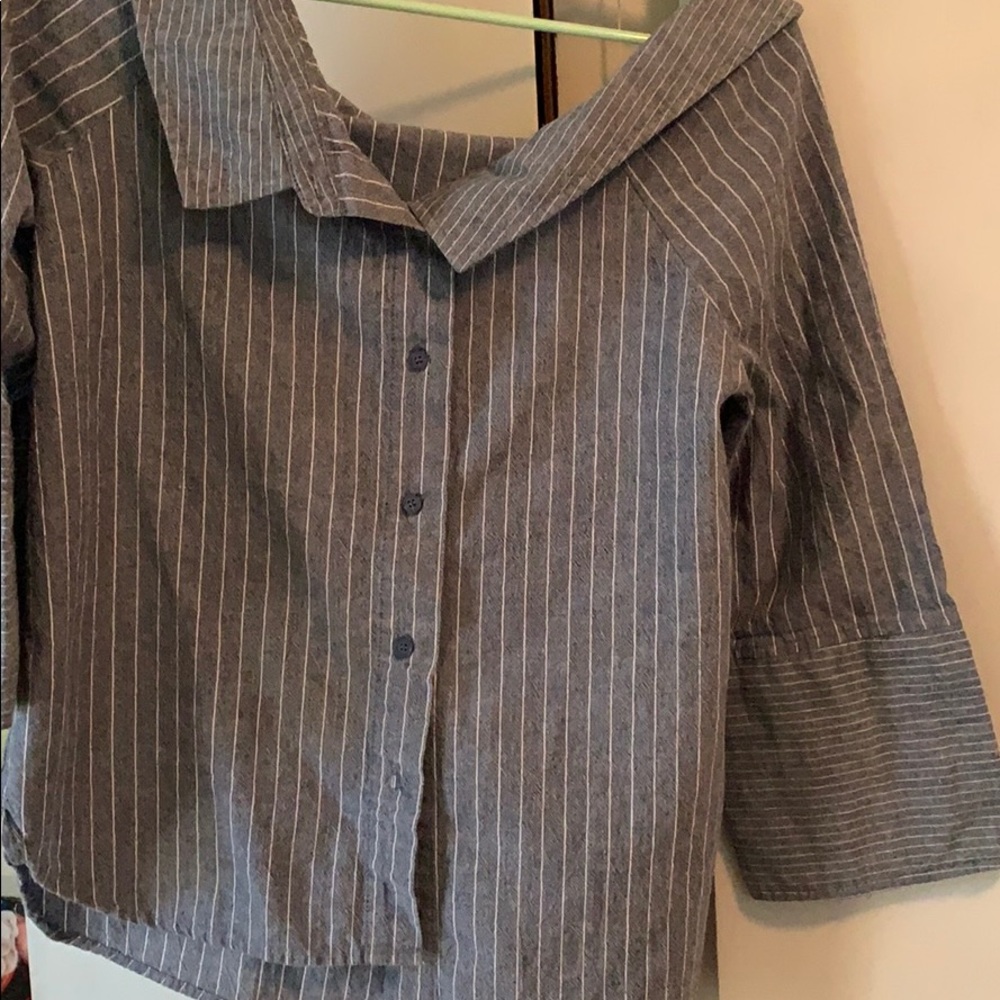Off the shoulder button down blouse
